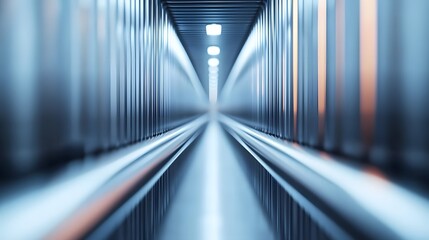 Obraz premium Sleek Metallic Pipes in a Futuristic Manufacturing Facility Corridor