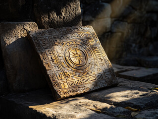 Ancient Sun Dial with Hieroglyphics