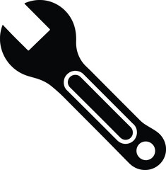 wrench tool icon over white background, silhouette style, vector illustration
