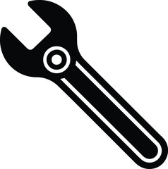 wrench tool icon over white background, silhouette style, vector illustration