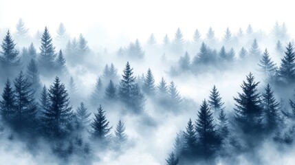 Mysterious Forest Shrouded in Dense Fog with Tall Trees Creating an Enigmatic Atmosphere of Tranquility and Wonder Inviting Exploration and Connection with Nature's Beauty