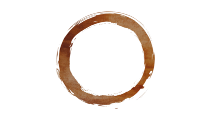 Brown coffee cup stain ring on transparent background