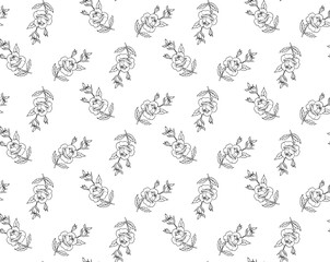 roses on a white background seamless pattern