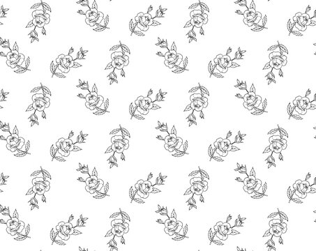 roses on a white background seamless pattern