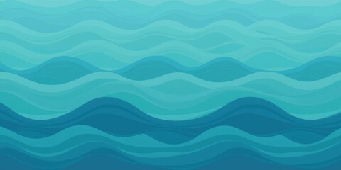 Fototapeta premium Serene oceanic seamless background with stylized wave patterns in shades of blue and green, soothing colors, beachy vibes
