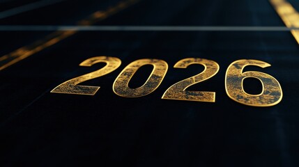 Fototapeta premium Golden 2026 New Year's Greeting