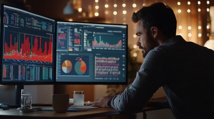 Focused analysis of digital data visualization on a screen.