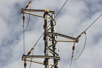 Electric pole with line wire