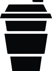 Coffee cup vector icon. Black and white coffee cup illustration.