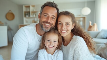 Fototapeta premium A happy family enjoying quality time together in a cozy living room.