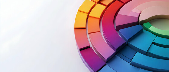 Fototapeta premium Creative business infographic chart with multicolor palette, isolated against a white backdrop - 