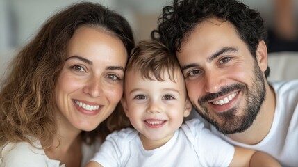 A happy family smiling together, showcasing love and connection during a joyful moment.