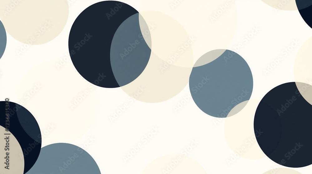 Poster abstract background with overlapping circles in blue, beige, and black.