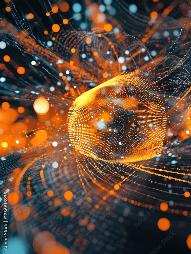 Poster complex information big data visualization. abstract futuristic energy representation vector concept