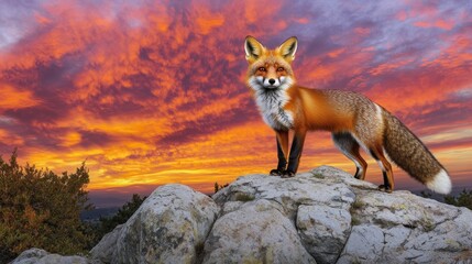 Majestic Red Fox at Sunset