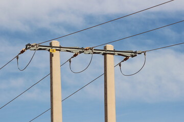 Electric pole with line wire
