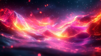 Fototapeta premium Glowing Lava Mountains Abstract Art Landscape