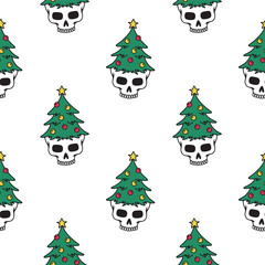 color christmas skull seamless pattern