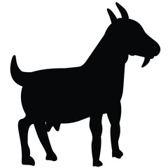Cute cartoon hand drawn vector goat icon silhouette.