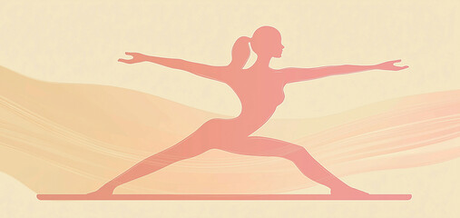 A minimalistic yoga pose illustration in pastel colors; Generative AI