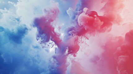 Abstract colorful smoke swirling in a captivating dance of blues and reds