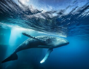 Naklejka premium Whale underwater