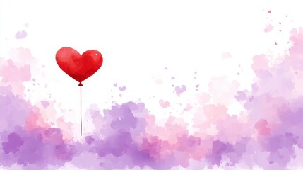 Heart-Shaped Kite Flying High in a Beautiful Sky among Clouds