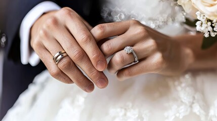 Wedding rings exchange romantic ceremony photography indoor close-up love and commitment