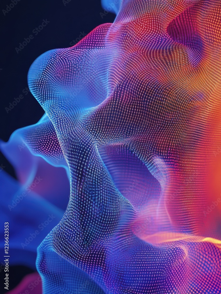 Poster abstract data transmission visualization. big data code representation. futuristic network or busine