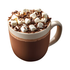 Rich and Creamy Hot Cocoa Topped with Chocolate Shavings Isolated on Transparent Background