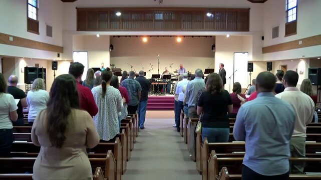 Congregation Worshiping in Church