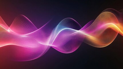 Abstract multicolored wavy lines design against a dark background for artistic projects