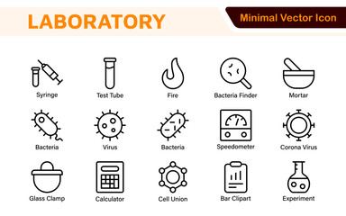 Laboratory Icon Set. A meticulously designed collection of icons for scientific research, experimentation, and research presentations to convey professionalism and innovation.