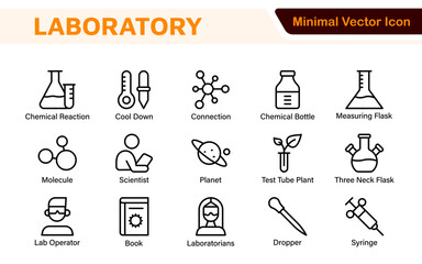 Laboratory Icon Set. A meticulously designed collection of icons for scientific research, experimentation, and research presentations to convey professionalism and innovation.