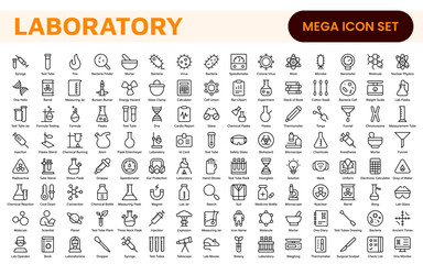 Laboratory Icon Set. A meticulously designed collection of icons for scientific research, experimentation, and research presentations to convey professionalism and innovation.