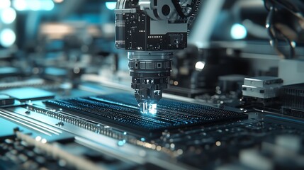 Robotic Arm Assembling Microchip on Circuit Board