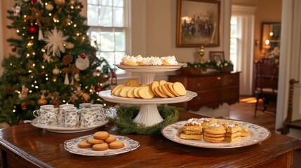Christmas Cookies and Treats on a Festive Table