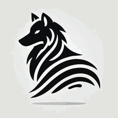 vector black silhouette of a wolf