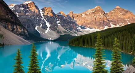Fototapeta premium Stunning Turquoise Lake Mountain Landscape Photo Print