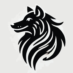 vector black silhouette of a wolf