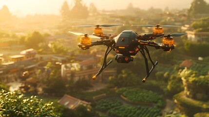 Fototapeta premium Drone Monitoring Sustainable Farming Practices Through Advanced Data Analytics