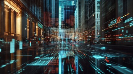 Financial data visualization against a government backdrop