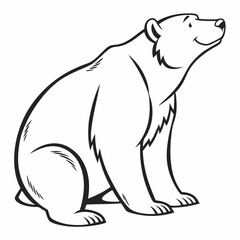 Simple a Bear line art vector design white background