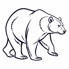 Simple a Bear line art vector design white background