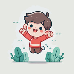 vector of small children jumping happily