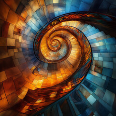 Fototapeta premium dynamic glowing spiral structure with warm fiery tones and futuristic depth