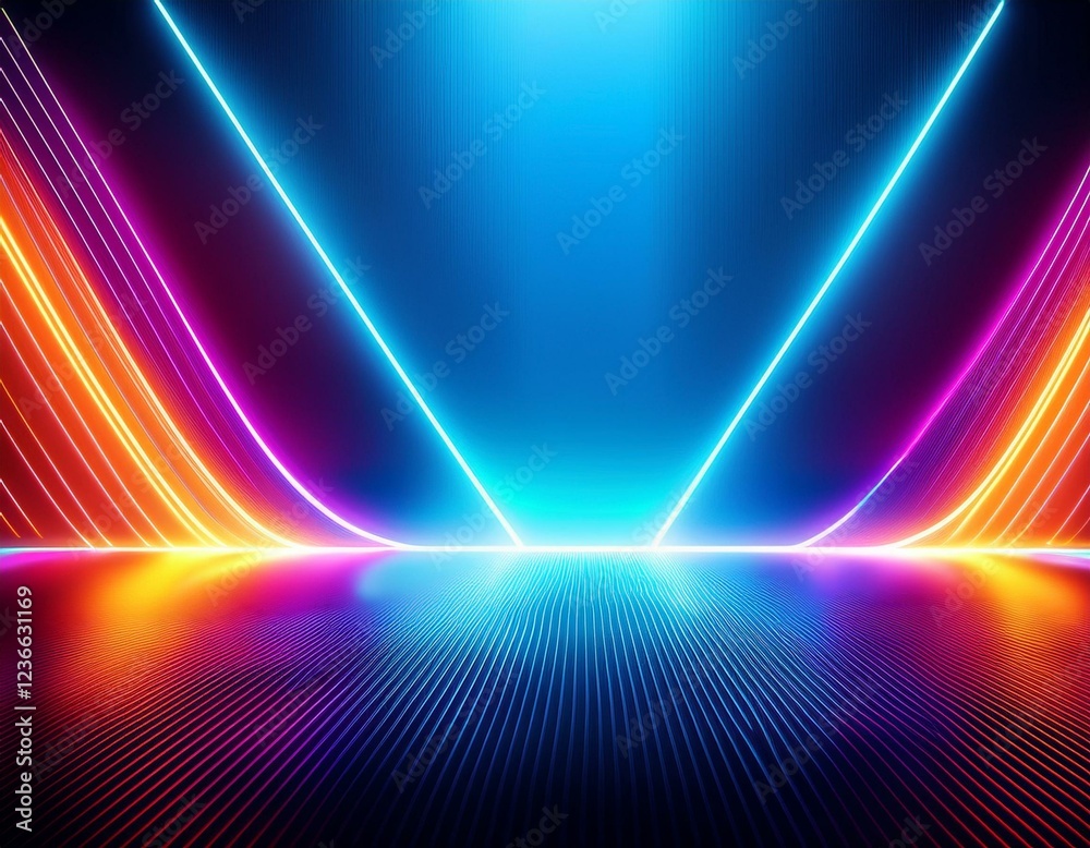 Wall mural abstract vibrant background with neon lights and empty space vivid colors copy space for your text f