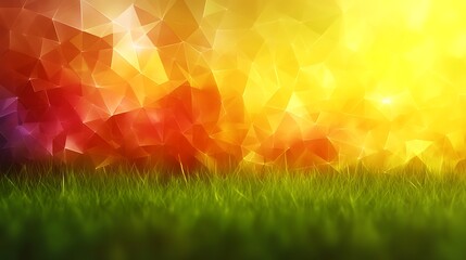 Abstract Geometric Design Featuring Grass and Warm Colors