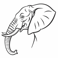 Simple a Elephant line art vector design white background