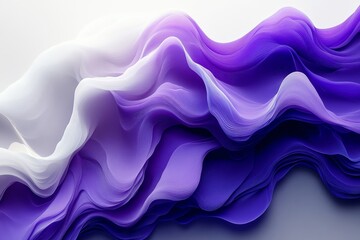 Obraz premium Abstract purple and white fluid shapes on a grey background, created with 3D rendering in Cinema 4D and Blender.